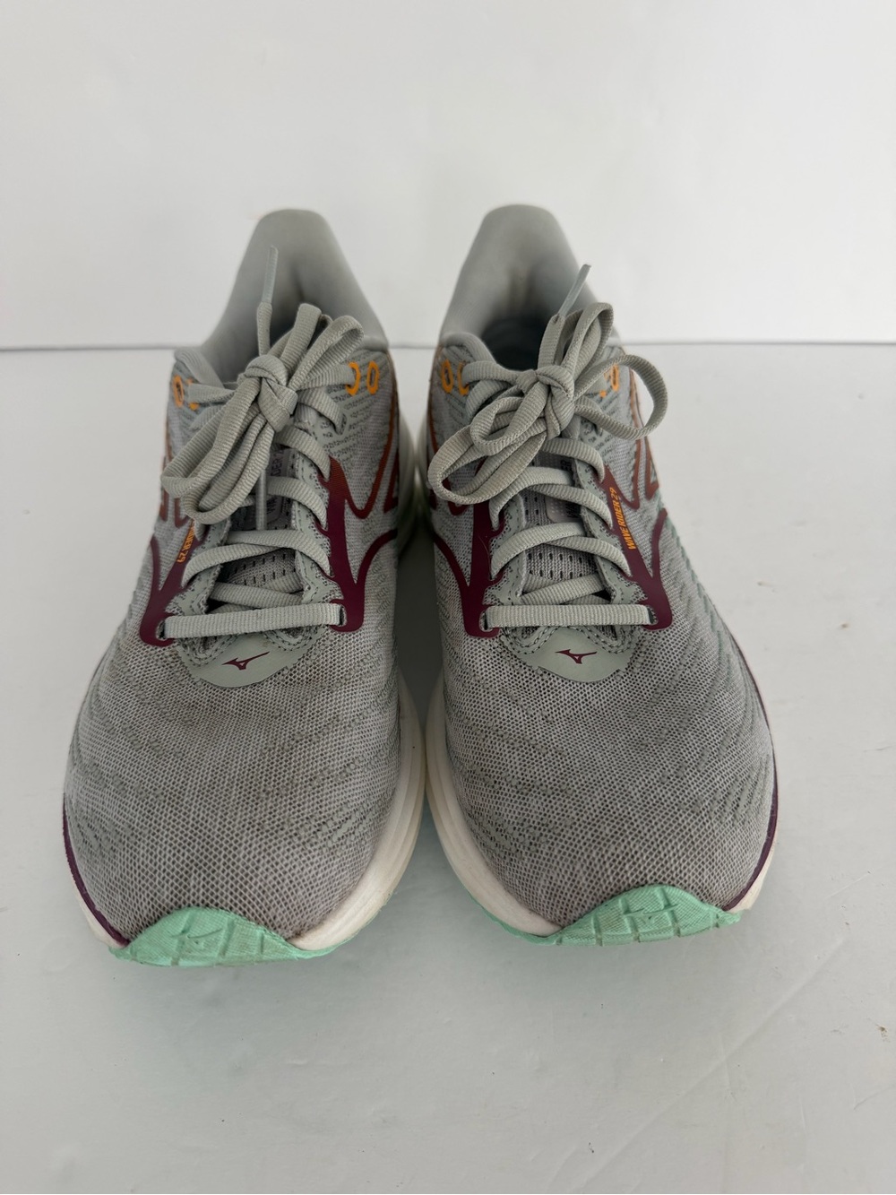 Mizuno Wave Rider 29 Men's Size 9.5 Grey Maroon Teal Running Shoes J1GD250324